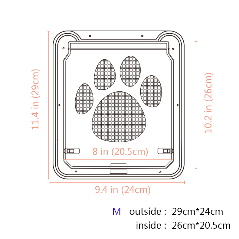 Pet Screen Deur 4 Way Afsluitbare Hond Kat Deur Beveiliging Flap Deur Abs Plastic Gate Deur Voor Kat Kleine Medium grote Hond Dierbenodigdheden: M