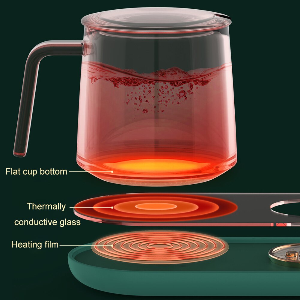 USB Electric Cup Warmer Smart Thermostatic Cup Coaster With Timing Function 5 Gear Adjustable Mug Heater