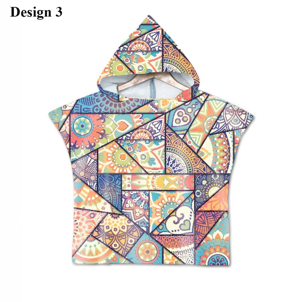 Novelty Boho Bohemian Mandala Bloem Geometrische Diamanten Baby Kids Hooded Zwembad Bad Strand Poncho Handdoek Cape: Design 3