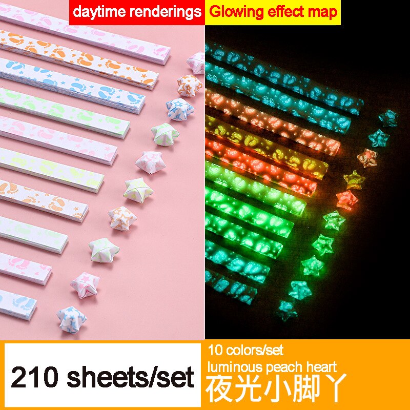 210 Sheets Luminous Origami Stars Paper Strips Lucky Color Star Decoration Folding Paper DIY Hand Crafting Crafts Arts Supplies: little feet-210sheet