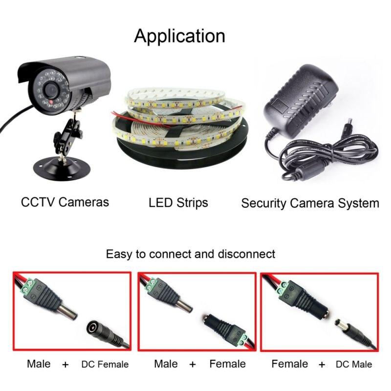 5 Male 5 Female DC Connector Plug 5.5mm X 2.1mm Barrel Power Jack Adapter Connector For TV