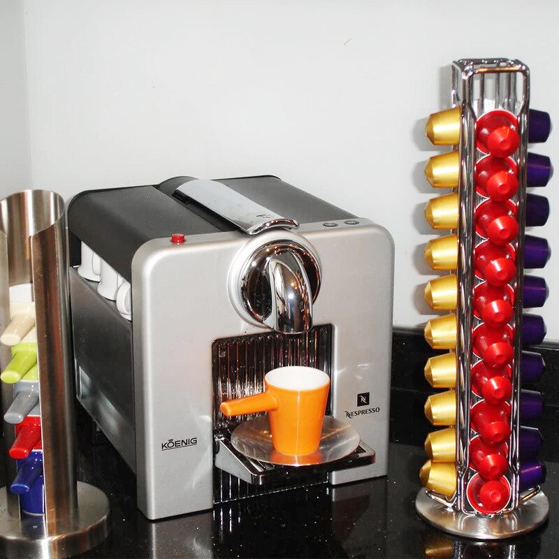 Nespresso Coffee Capsule Holder Rotating Capsule Storage Rack Electroplating Coffee Holder 40 Capsules