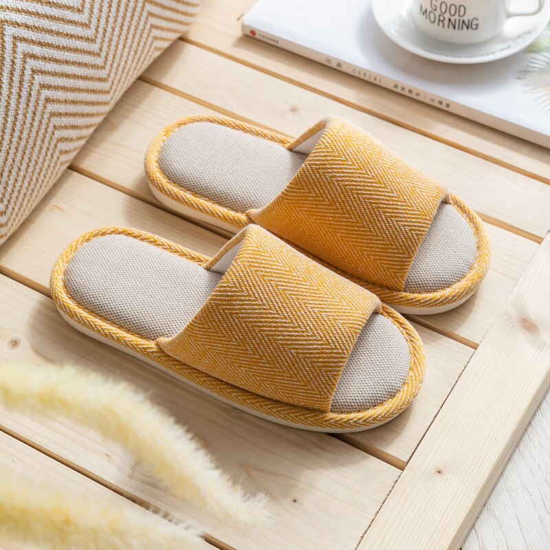 Mntrerm Womens Home Slippers Casual Indoor Outdoor Open-Toe Shoes Cotton And Linen Slippers Anti-Slip Couple Slipper