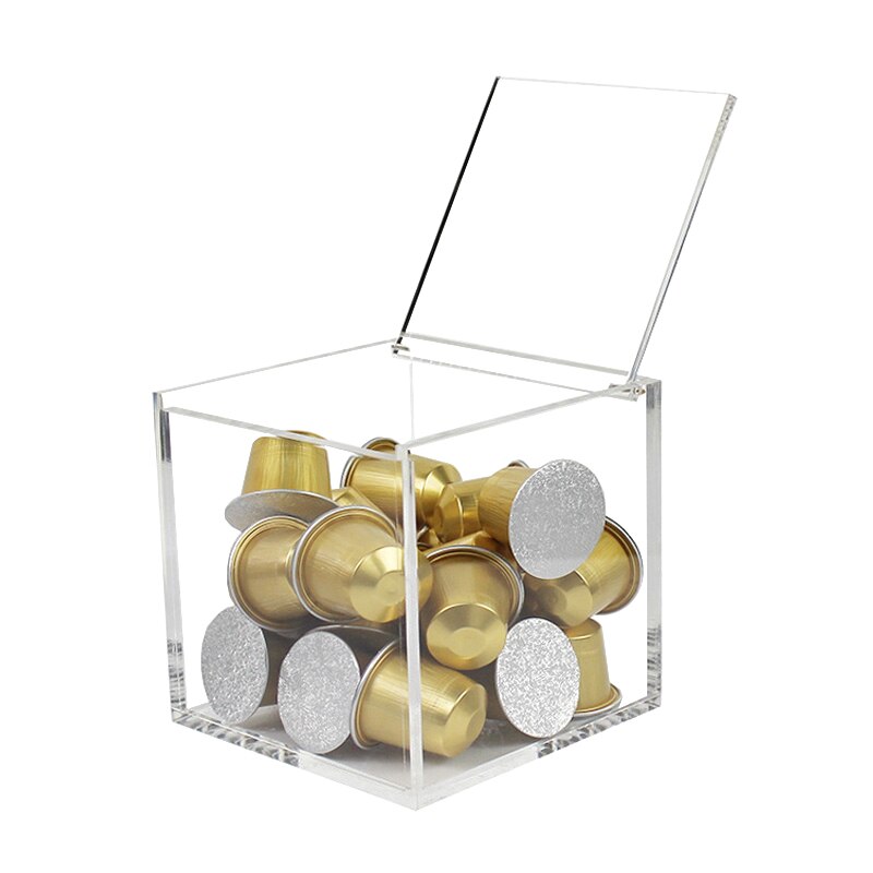 Boîte de rangement de capsules de café support café haut de table boîte acrylique transparente anti-poussière moderne contenant 50 capsules de café