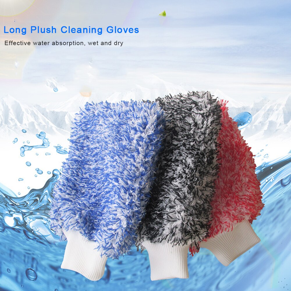 Guantes de lavado de coches de microfibra, guante de absorción suave, Ultra suave, fácil de secar, paño de lavado con detalle automático, limpieza de coche de alta densidad
