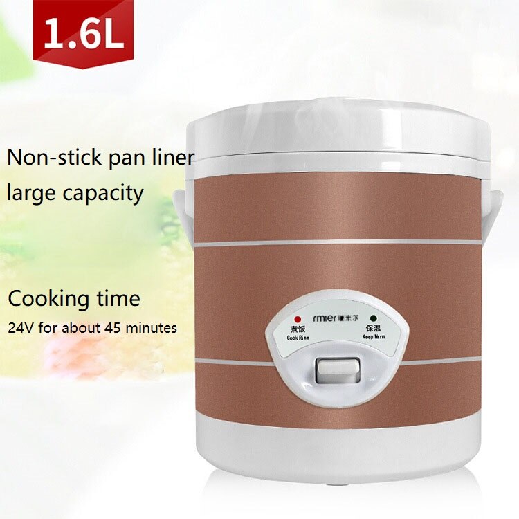 12V 24V mini rice cooker 1.6L car trucks electric soup porridge cooking machine food steamer warmer fast heating lunch box