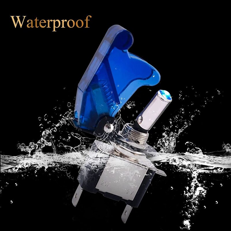 Praktische Toggle Schakelaar, 5 Pack 3Pin 12V 20A Verlichte Waterdichte Heavy Duty Toggle Heks Met Cover, spst On/Off Blauwe Led Schakelaar