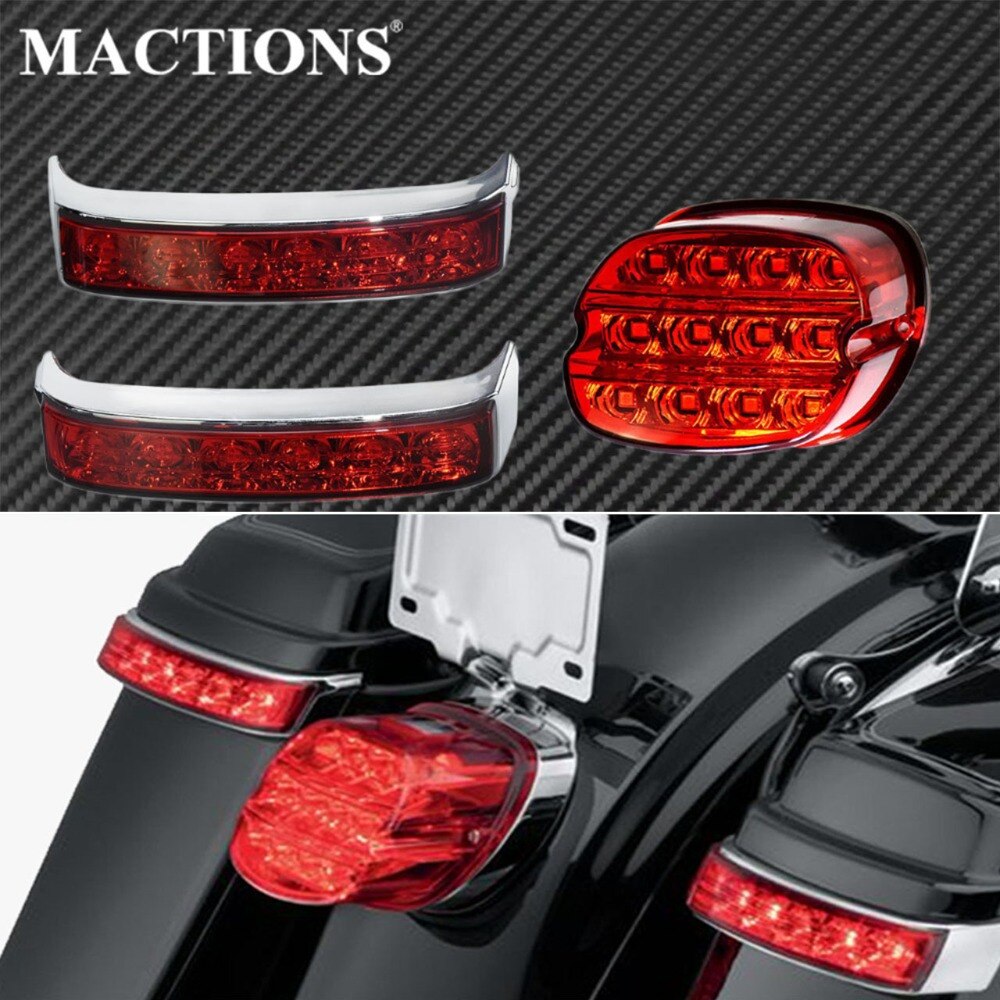 Bolsa para SILLÍN de motocicleta, luces intermitentes traseras, luz trasera LED de freno, luz trasera para Harley Touring RoadKing FLHR FLHT FLHX
