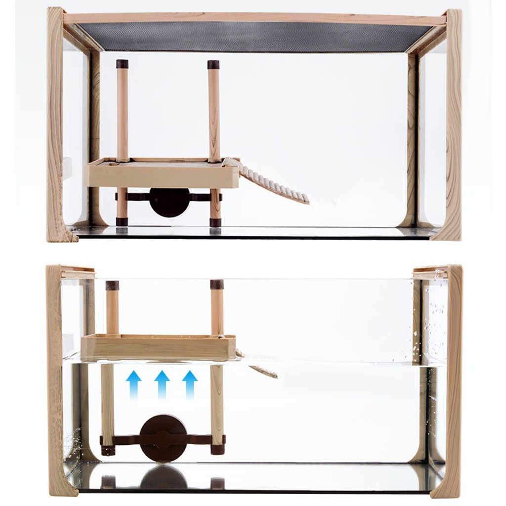 Turtle Terrapin Tank Float Pier Basking Platform with Food Feed Trough