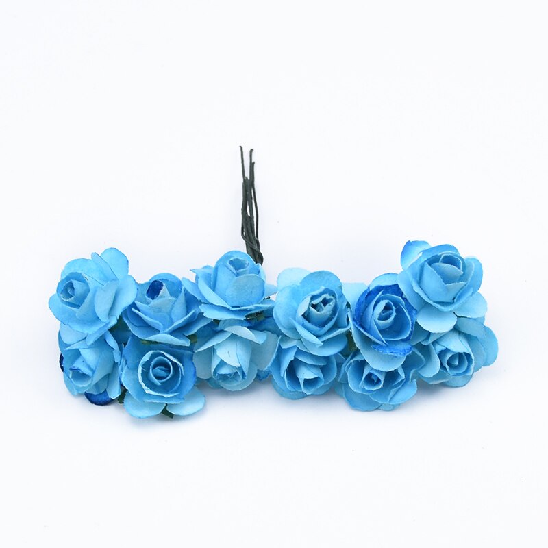 72 stykker mini papir blomster gør-det-selv slik æske bryllup brude tilbehør clearance julekrans billige kunstige blomster: 10