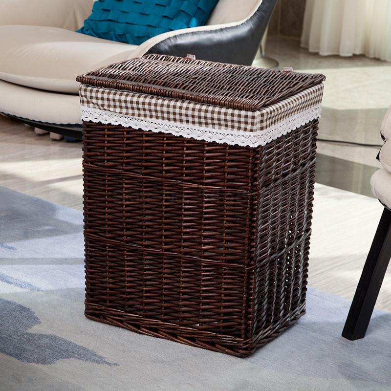 Förvaringskorg för smutskläder rottingkorg extra stor tvättkorgskorg med lock pottbutik klädförvaringskorg: 45 x 35 x 57cm 3
