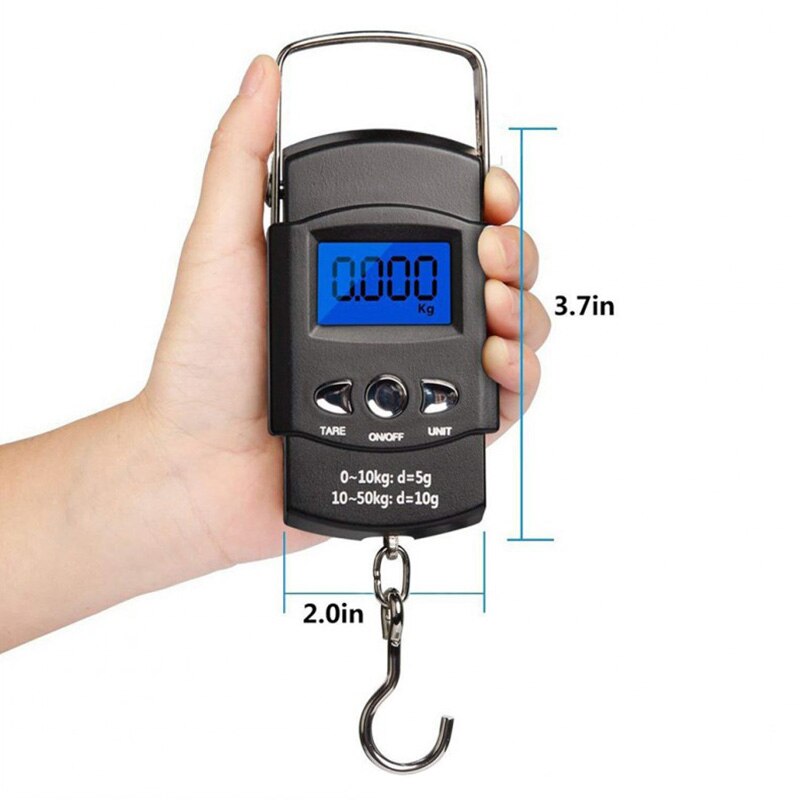 50kg/110lb Digital Fish Scale Electronic Scale Portable Express Luggage Weight Hanging Scale With 1m Measuring Tape: Default Title