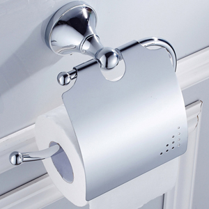 Verchroomd Messing Gemaakt Wall Mount Bad Hardware Sets Handdoek Bar Robehaak Papier Houder Vierkante Badkamer Accessoires Set: Toilet Paper Holder