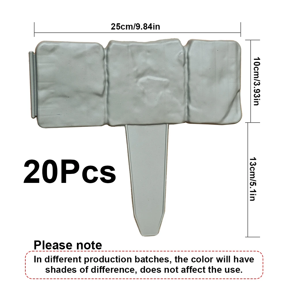 Bordure de jardin en plastique, panneaux de clôture en pierre d'imitation, barrière extérieure de Patio, 20/10 pièces: WHITE
