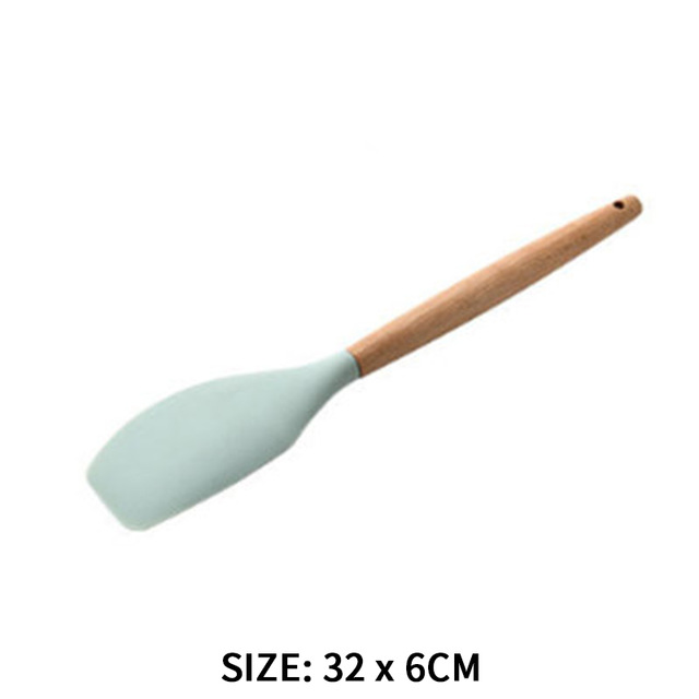 Kitchen Tools Natural Acacia Wood Silicone Cookware Utensil Set Cozinha Spatula Soup Pasta Mestoli Silicone Kitchen Accessories