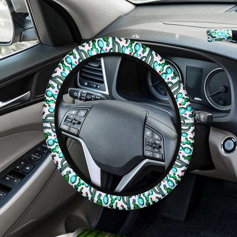 Cactus auto accessoires set, cactus stuurhoes, schattige cactus sleutelhangers, cactus autogordelbeschermers