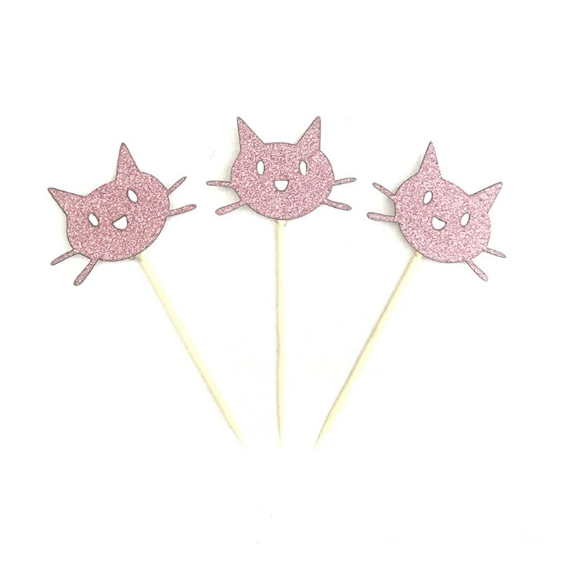 12Pcs Kat Cupcake Toppers Pick Bruiloft Kinderen Verjaardagsfeestje Decoratie Leuke Dierlijke Kat Cake Topper Decor