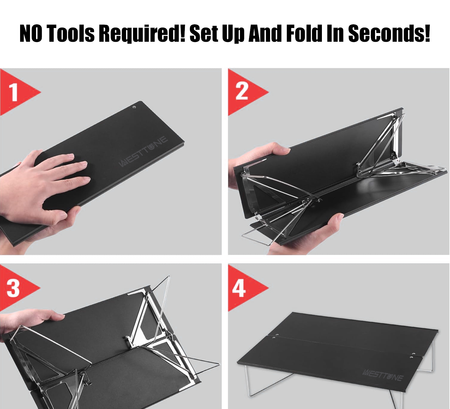 WESTTUNE Compacte mini-kampeertafel Draagbare ultralichte opvouwbare tenttafel Aluminium opvouwbare buitentafel voor wandelen