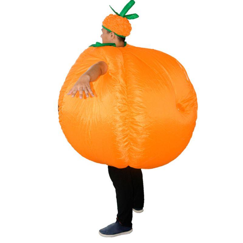 Pumpkin Inflatable Costume with Hat Adults Funny Blow up Outfit Halloween Dress K92D