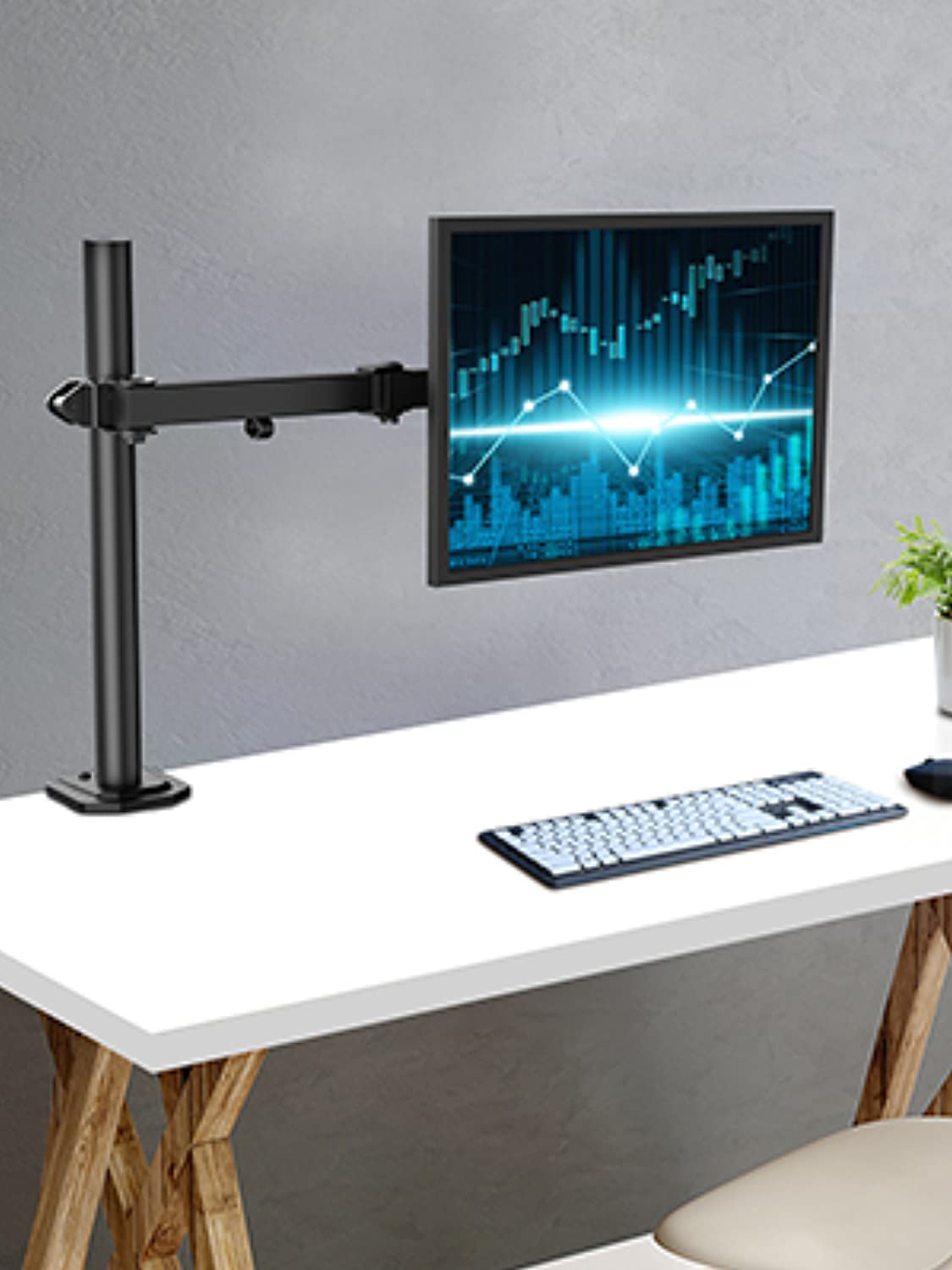 Brazo de Monitor individual, Base de Monitor ajustable de altura para pantallas LCD LED de 13 "- 32", 2 opciones de montaje, VESA 75/100