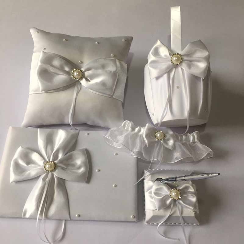 1Set Wedding Guest Book Pen Pillow Flower Basket Set Boite Carte Mariage Wedding Engagement Party Decoration