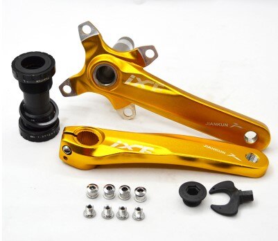IXF – pédalier de vtt 104BCD, bras de pédalier intégré en alliage d&#39;aluminium ultraléger de 170mm avec support de pédalier BB: Golden With BB