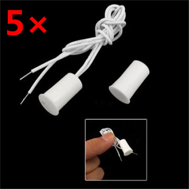 5 Pair Wired Door Window Sensor Recessed Magnetic Contacts Security Reed Switch Alarm For Home Security Alarm White