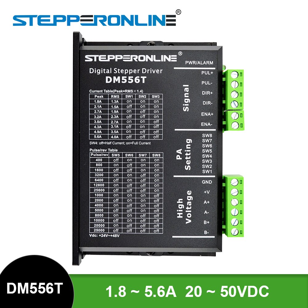 Stepperonline  dm556t stepmotor driver 20-50 vdc 1.8 ~ 5.6a digital stepper motor controller til nema 17/23/24/34 cnc motor
