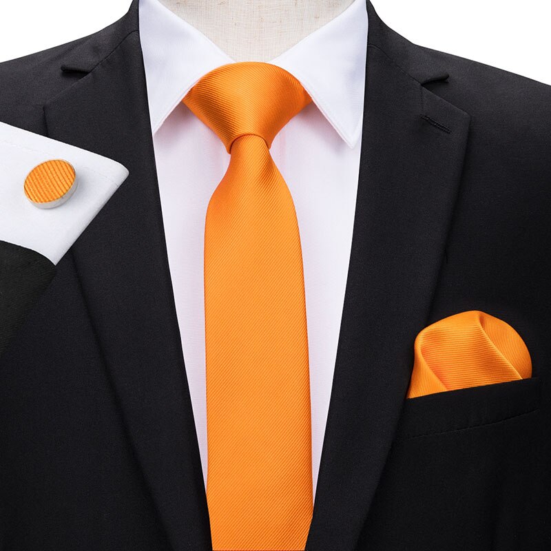 Cravate à salut-cravate 6cm Slim étroite | Cravates pour hommes, boutons de manchette Hanky rouge uni couleur Plaid, ensemble pour hommes fête mariage Slim: SN-3102