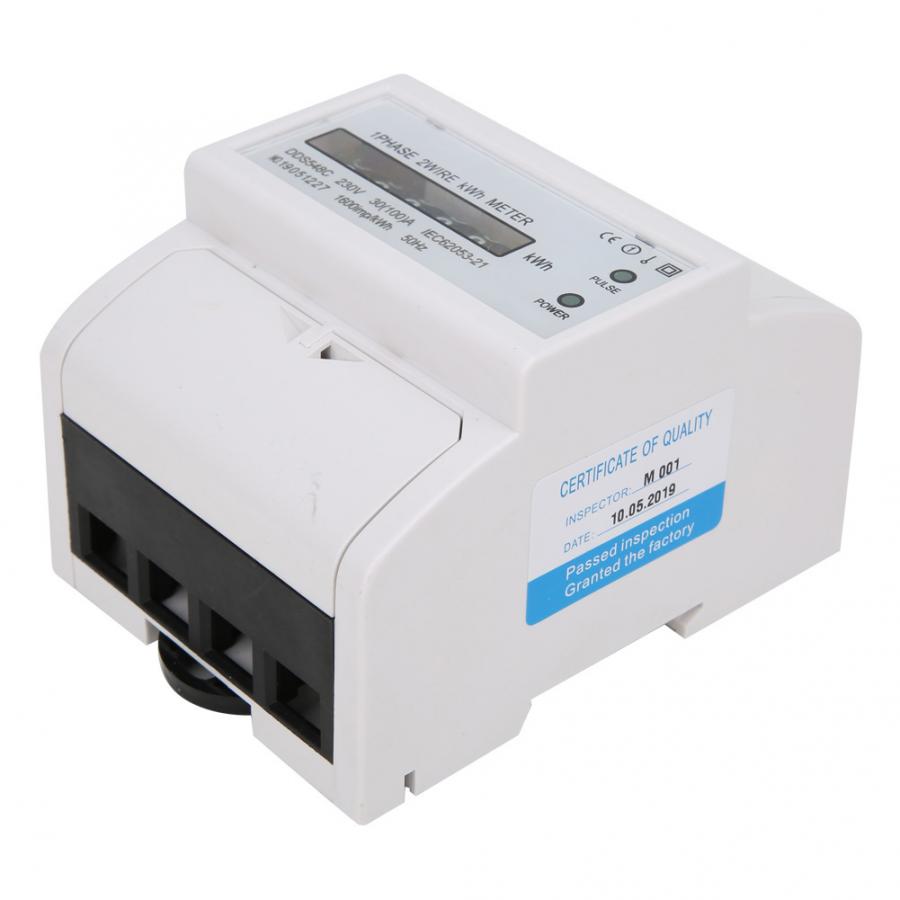 DDS548C Watt Hour Meter Single Phase 4P 230V Power Energy Meter 35mm DIN-Rail Mount Electric Meter