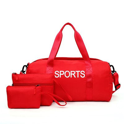 Kvinner sport gym bag sett menn vanntett fitness trening bag bærbar lett vekt reise bagasje bag sett sac de sport 6 farger: Rød