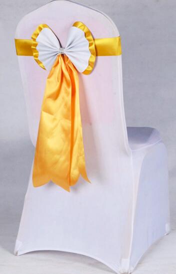 Satijn Stoel Sjerpen Stoel Sash Bow van Bruiloft Satijn Lint Doek stoel Sash Strik van Wedding Banquet Party Hotel Kerkbank Stoel Bogen: GOLD