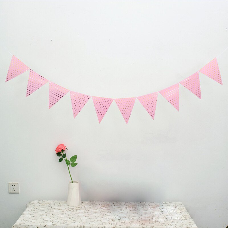 Stamping Roze Party Decoraties Stamping Roze Wimpels Foundation Golden Dot Tafelkleed Verjaardagsfeestje Decoraties: 02