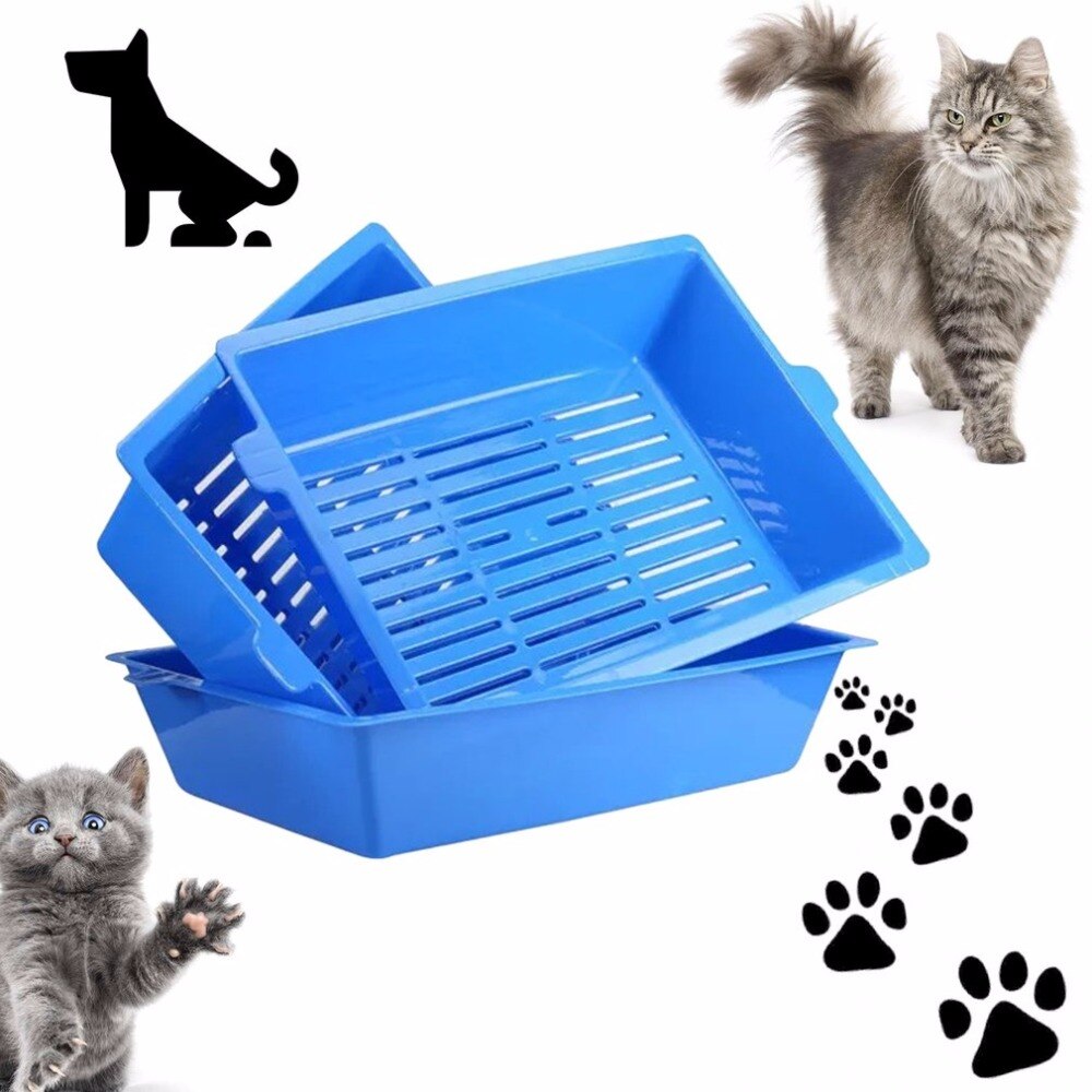 3 pièces de lit pour chat Semi fermé anti-éclaboussures chat toilette chat litière boîte en plastique bac à litière fournitures pour animaux de compagnie 3 plateaux verrouillés facile à utiliser