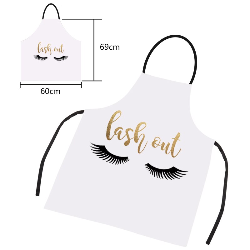 Bronzing Eyelash Pattern Grafted false eyelash Apron Women Adult Home Cooking Baking Cleaning Aprons Bibs Kitchen tools