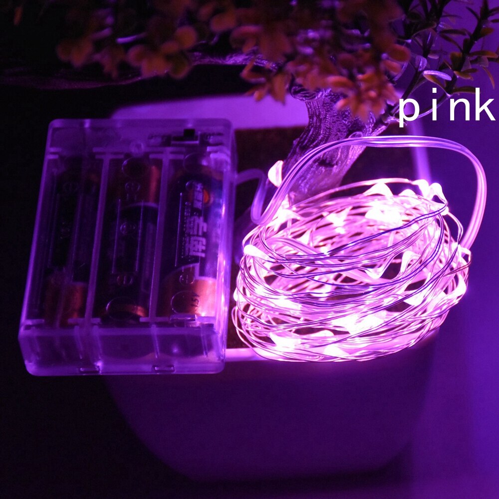 4M 5M 40/50 LED Starry String battery Powered Lights Fairy Micro LED Transparent Copper Wire for Party Christmas Wedding lights: Pink / 4M
