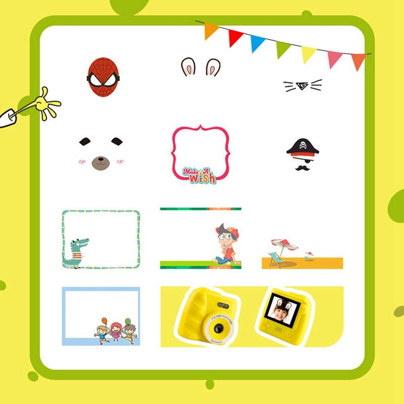 Cámara de dibujos animados para niños, 2 pulgadas, pantalla IPS, 720P, 5 millones de píxeles, toma de fotos, grabación de vídeo