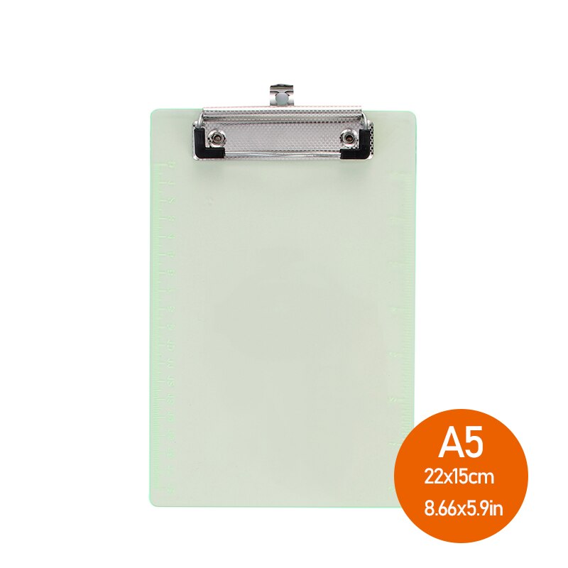 A4 PP Plastic Folder Portable Pad Portable Pen Tray Office Metting File Pocket School folders A5 cilp file: A5 GREEN