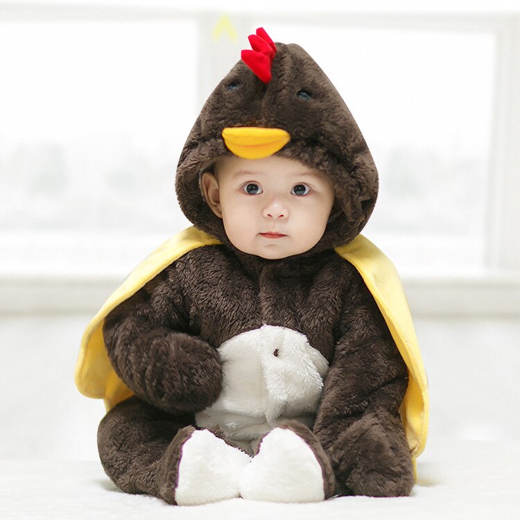 Cartoon Flannel Baby Rompers Novelty Chick Cotton Boy Girl Animal Rompers Stitch Baby's Sets Baby Costumes
