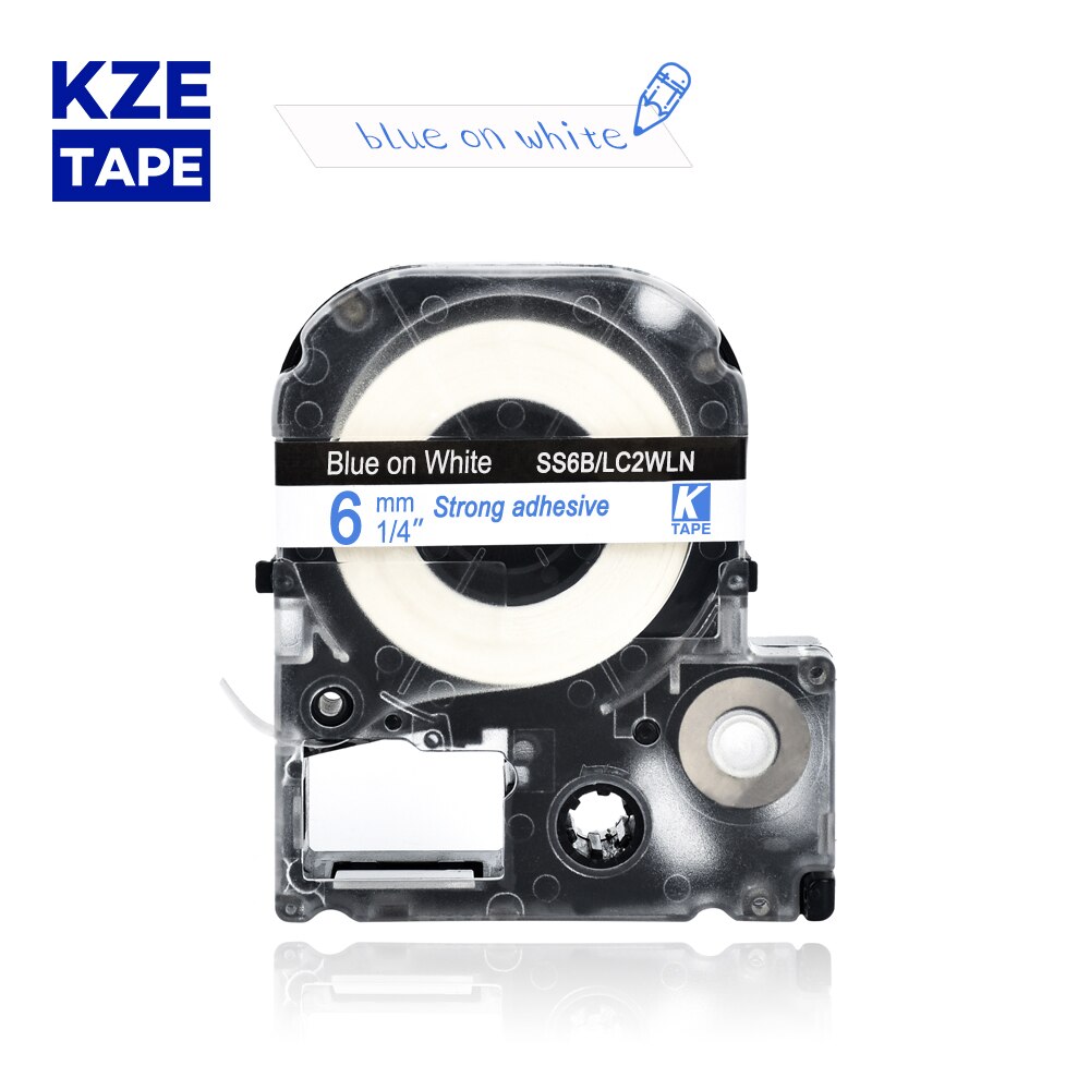 6mm 1pcs Multicolor SS6KW SC6YW SC6RW SD6K ST6KW Label Tapes for Epson Label Printer for KingJim label maker LW-300 LW400: blue on white