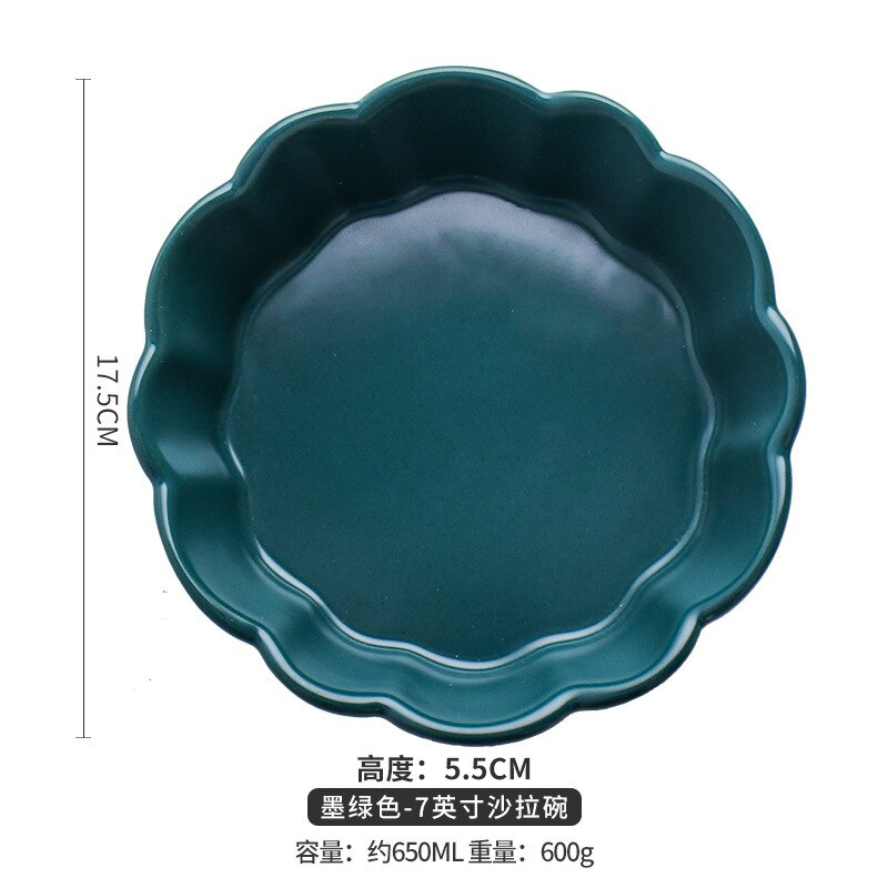 Ceramic Salad Bowl Net Red Cheese Baked Rice Baking Baking Bowl Fruit Dessert Home: Burgundy
