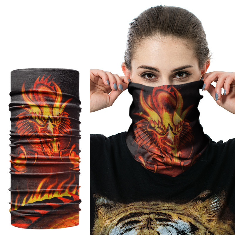 Solid Bandana Multifunctionele Magic Bicyle Hoofdband Sjaal Zachte Gezichtsmasker Naadloze Tubular Unisex Sjaals Hals Gait: fire dragon