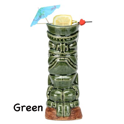 Tiki-mugs Cocktail Cup Beer Wine Mug Ceramic Tiki Mugs Art Crafts Hawaii Mugs: Green