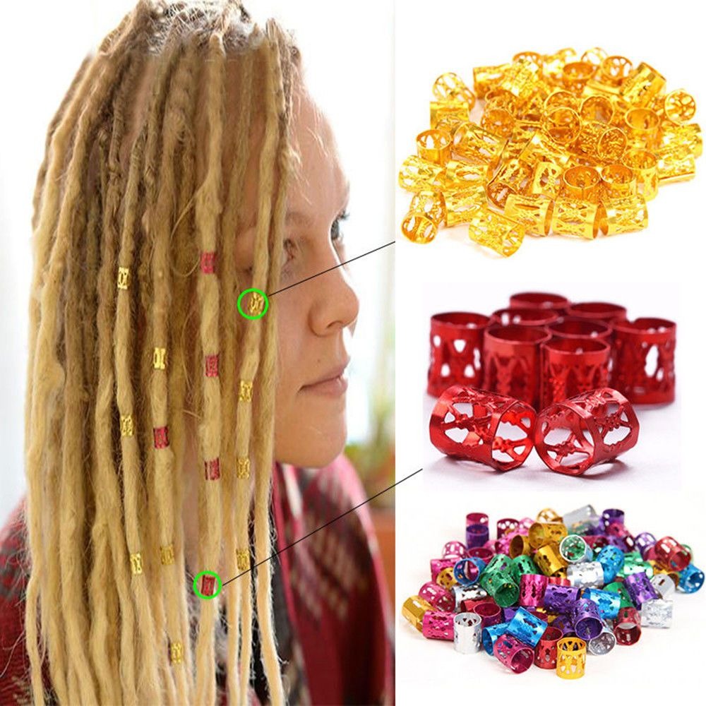 100 stk/parti hår metalrørring dreadlock perler til fletninger hårperler til dreadlocks justerbar hårfletning manchetclips tilbehør