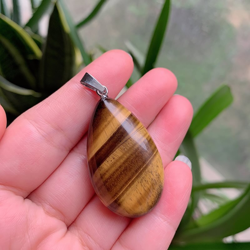 Grande Formato di Pietra Verde Naturale Rubini Zoisite Pietra di Quarzo Del Pendente Accessori Dei Monili Perline FAI DA TE Fatti A Mano per la Collana Della Catena Chiave: Tiger Eye