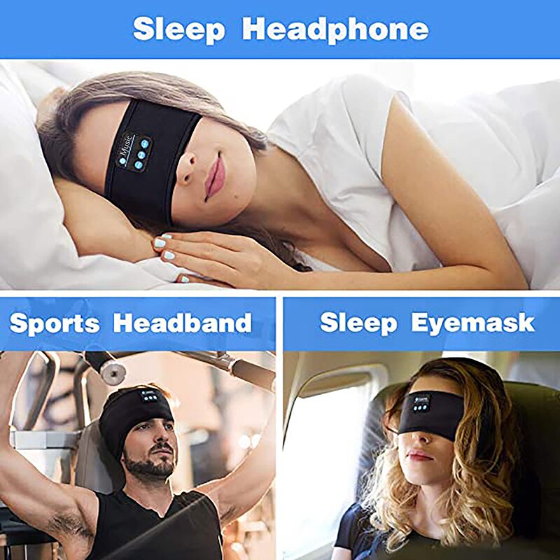 Bluetooth Slapen Hoofdtelefoon Hoofdband Dunne Zachte Elastische Comfortabele Draadloze Muziek Hoofdtelefoon Oogmasker Voor Side Sleeper