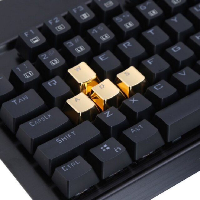 Metal translucent keycaps Mechanical keyboard metal keycaps WASD, arrow keys Golden translucent keycaps: AWSD