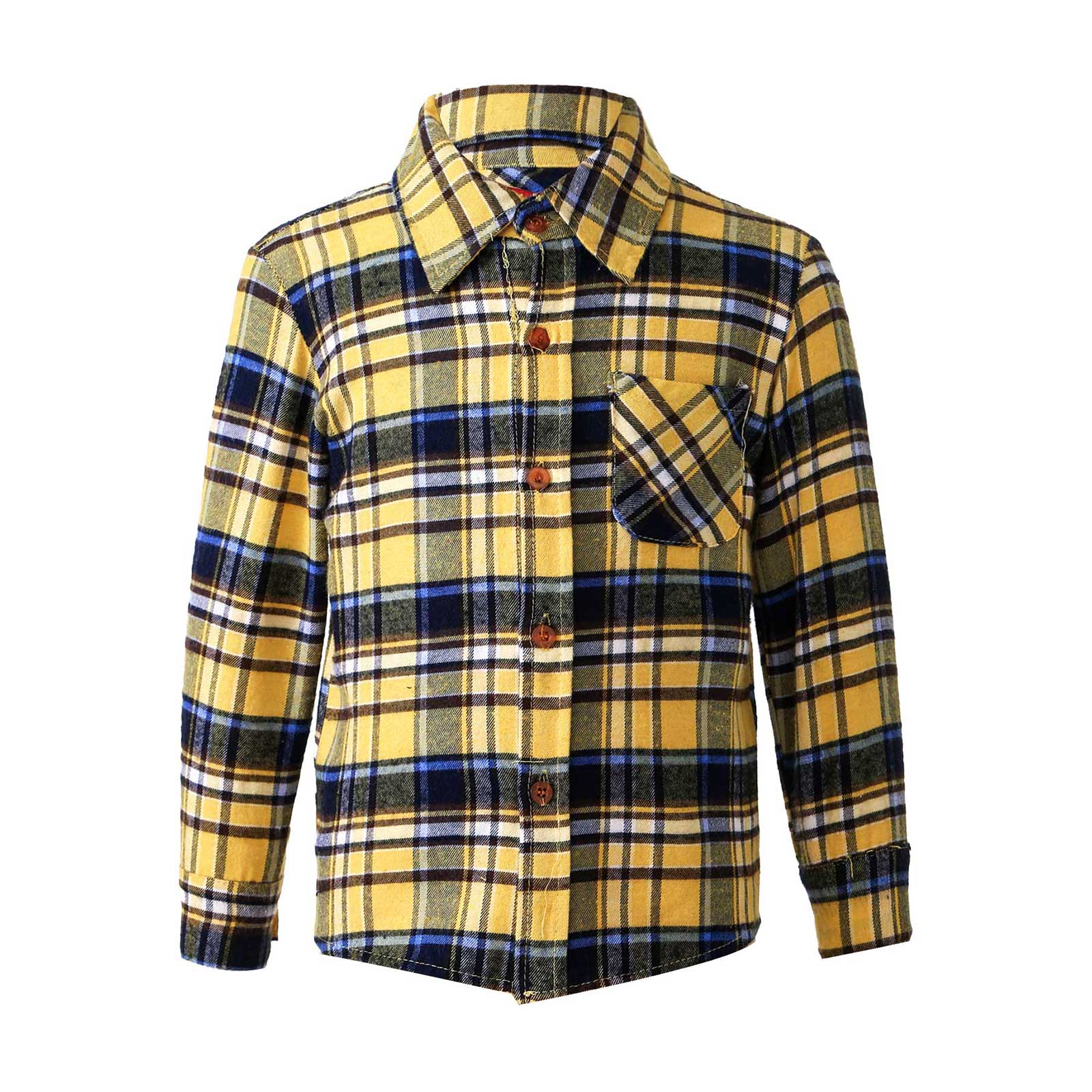 Camisas a cuadros de para niños, ropa de algodón de manga larga con lazo, camisas para bebés, primavera y otoño, de 1 a 10 años: Yellow / 100