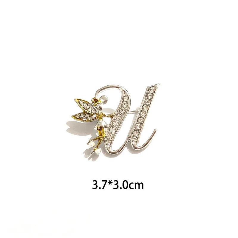 Broche de 26 letras de Ángel de cristal de lujo para mujeres y hombres, diamantes de imitación de A a Z, alfileres para Collar con iniciales de elfo, de , accesorios de joyería: Azul