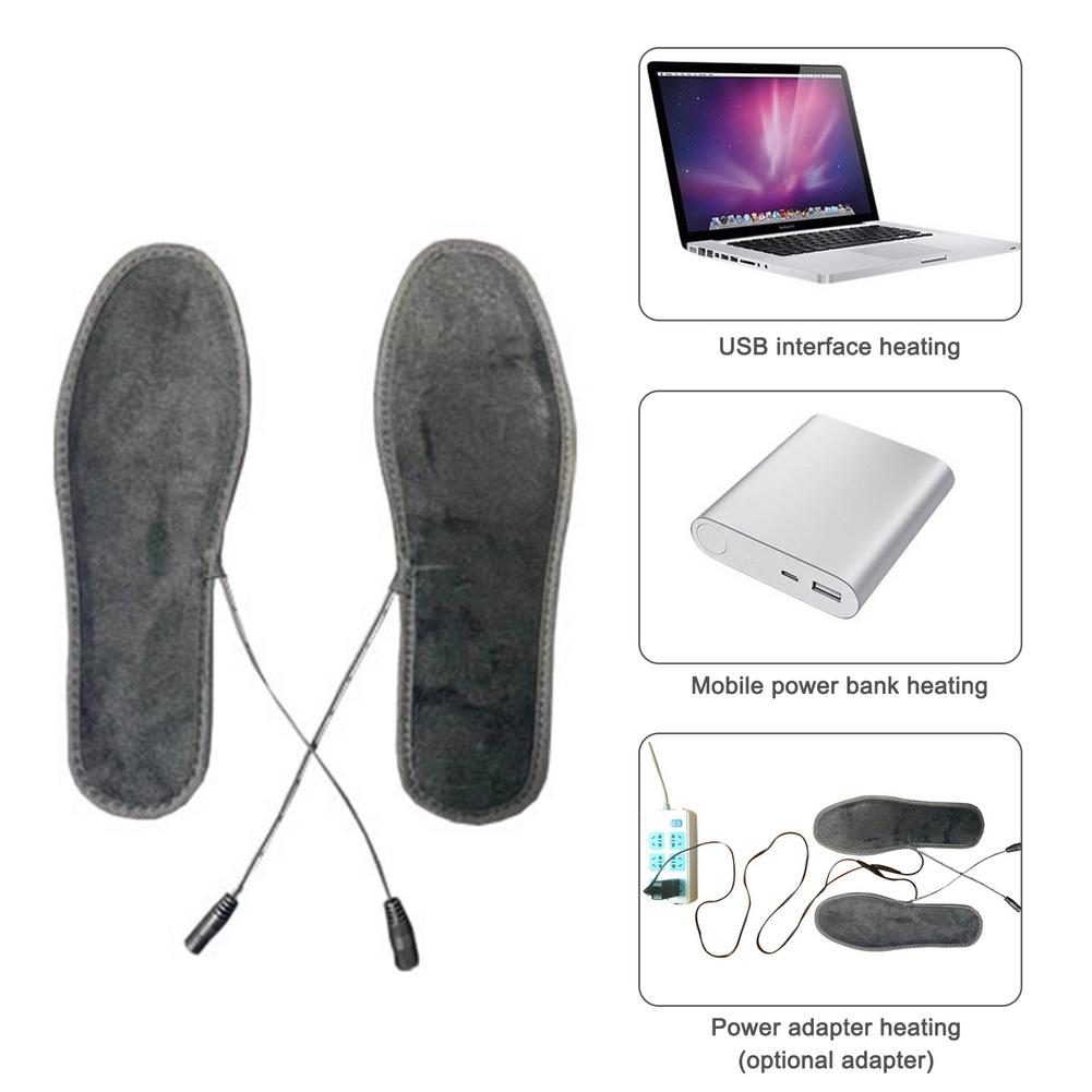 Plantilla para pies calentada por USB, almohadilla de calcetín abrigado, plantillas térmicas lavables con calefacción eléctrica, Unisex
